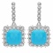 14K Gold 14.50ct Turquoise & 1.50ct Diamond Earrin