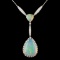 14K Gold 15.46ct Opal & 0.77ctw Diamond Necklace