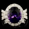 14K Gold 4.44ct Amethyst & 1.30ctw Diamond Ring