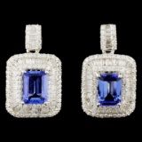 18K Gold 3.08ctw Tanzanite & 1.87ctw Diamond Earri