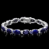 14k Gold 37.50ct Sapphire & 0.60ct Diamond Bracel