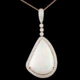 18K Gold 29.18ct Opal & 1.83ctw Diamond Pendant