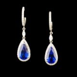 18k Gold 6.71ct Tanzanite & 0.81ctw Diamond Earrin