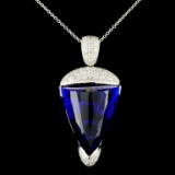 18K Gold 26.25ct Tanzanite & 0.80ctw Diamond Penda