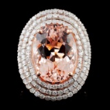 14K Rose Gold 9.97ct Morganite & 1.79ct Diamond Ri