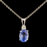 14K Gold 1.00ct Sapphire & 0.06ctw Diamond Pendant