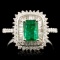 18K Gold 1.00ct Emerald & 0.72ctw Diamond Ring