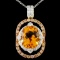 14K Gold 4.92ct Citrine & 1.05ctw Fancy Diamond Pe