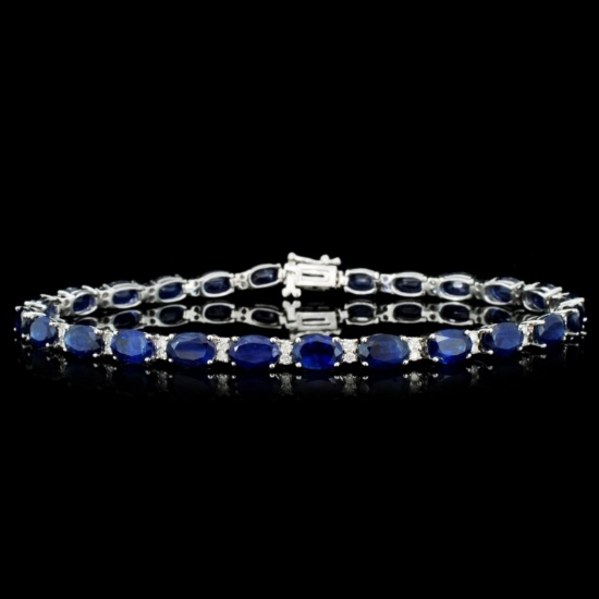 14K Gold 14.00ct Sapphire & 0.85ctw Diamond Bracel