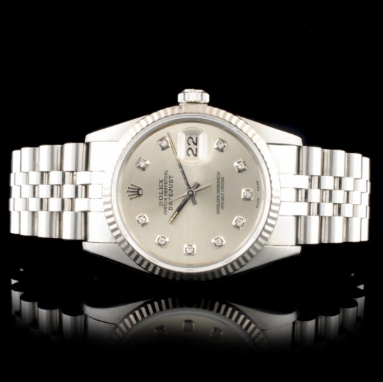 Rolex DateJust SS Diamond 36MM Wristwatch