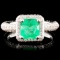 18K Gold 1.09ct Emerald & 1.24ctw Diamond Ring