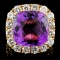 18K Gold 12.00ct Amethyst & 4.89ctw Diamond Ring