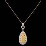 18K Gold 5.26ct Opal & 1.91ctw Diamond Pendant