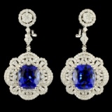 18K Gold 16.98ct Tanzanite & 4.55ctw Diamond Earri