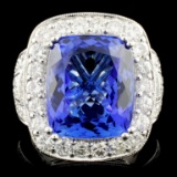 18K Gold 12.50ct Tanzanite & 2.28ctw Diamond Ring