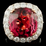 18K Gold 14.62 Tourmaline & 3.21ctw Diamond Ring