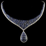 18K Gold 43.98ct Sapphire & 2.53ctw Diamond Neckla