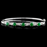 14K White Gold 1.74ct Emerald & 0.05ct Diamond Ban