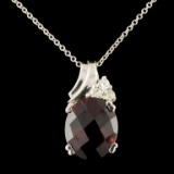 14K Gold 5.10ctw Garnet & 0.11ctw Diamond Pendant