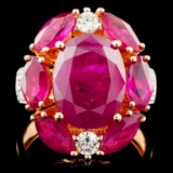 18K Rose Gold 6.92ct Ruby & 0.48ct Diamond Ring