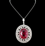 18K Gold 37.56ct Rubellite & 5.30ct Diamond Pendan