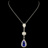 18K Gold 2.96ct Tanzanite & 0.59ctw Diamond Pendan