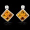 14K Gold 4.00ctw Citrine & 0.03ctw Diamond Earring