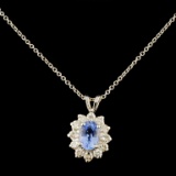 14K Gold 0.94ct Sapphire & 0.58ctw Diamond Pendant