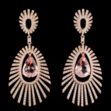 14K Gold 6.79ctw Morganite & 3.55ctw Diamond Earri