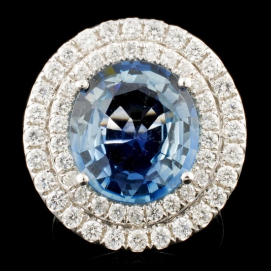 18K Gold 6.74ct Sapphire & 1.31ctw Diamond Ring