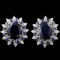 14K Gold 8.00ct Sapphire & 0.50ctw Diamond Earring