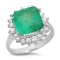 14K Gold 5.00ct Emerald & 0.60ct Diamond Ring