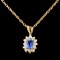 14K Gold 0.45ct Sapphire & 0.18ctw Diamond Pendant