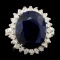 14K Gold 11.90ct Sapphire & 1.24ctw Diamond Ring