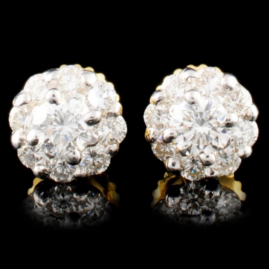 18K Gold 0.90ctw Diamond Earrings