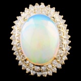 14K Gold 7.54ct Opal & 1.80ctw Diamond Ring