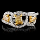 18K White Gold 0.92ctw Fancy Color Diamond Ring