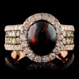 14K Rose Gold 2.38ct Opal & 1.90ct Diamond Ring