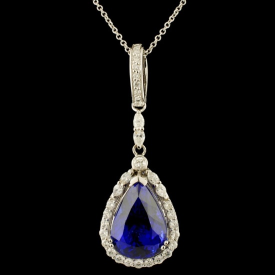 18K Gold 11.41ct Tanzanite & 1.02ctw Diamond Penda