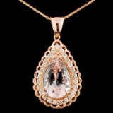 14K Gold 11.40ct Morganite & 1.16ctw Diamond Penda