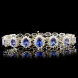 14K Gold 29.40ct Tanzanite & 2.60ctw Diamond Brace