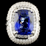 18K Gold 10.92ct Tanzanite & 3.76ctw Diamond Ring