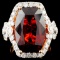 18K Gold 16.46ct Garnet & 1.81ctw Diamond Ring