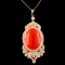 14K Gold 16.48ct Coral & 2.15ctw Diamond Pendant