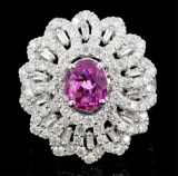 18K White Gold 1.00ct Pink Sapphire & 3.20ct Diamo