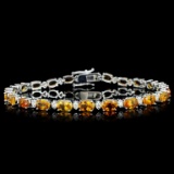 14K Gold 10.00ct Sapphire & 1.00ctw Diamond Bracel