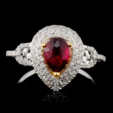 18K White Gold 0.99ct Ruby & 0.45ct Diamond Ring