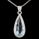 14K Gold 5.00ct Aquamarine & 0.25ctw Diamond Penda