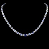 14K Gold 30.00ct Tanzanite & 1.75ctw Diamond Neckl