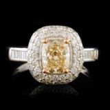 18K White Gold 1.75ctw Fancy Yellow Diamond Ring